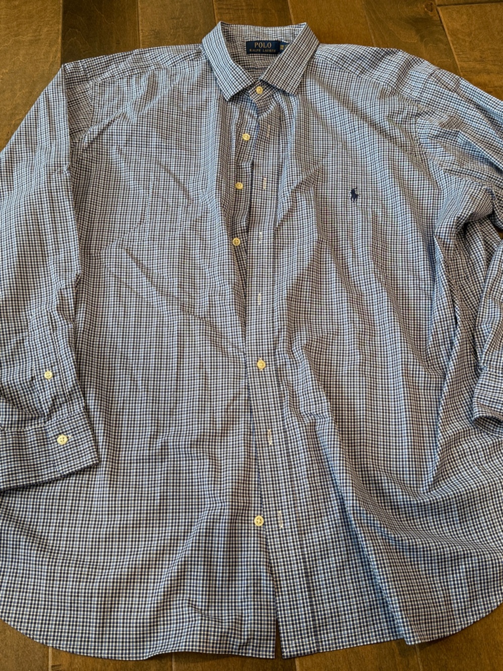 Polo by Ralph Lauren Blue and White Checked Dress Shirt